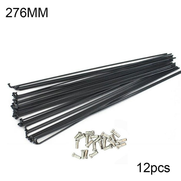 12PCS 260-296MM STAINLESS STEEL BICYCLE BIKE MTB WHEEL NIPPLE SPOKES BLACK SMART
